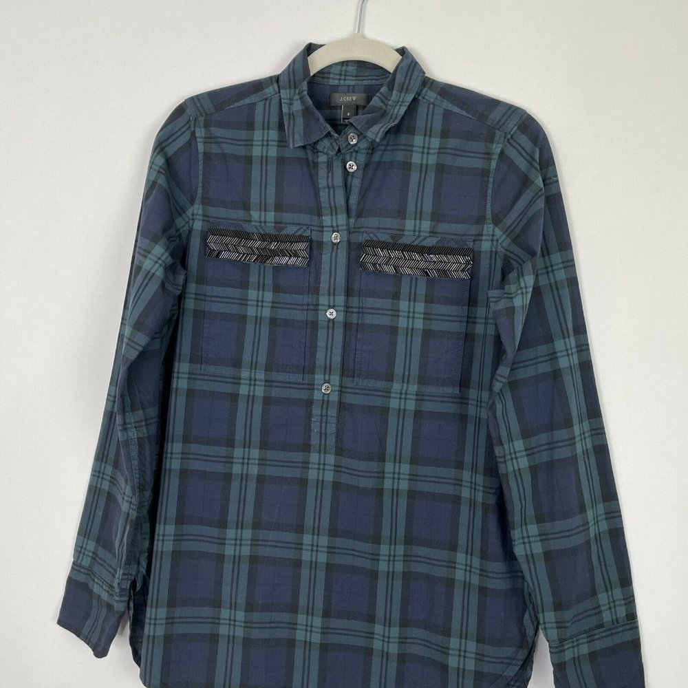 J Crew Button Down Plaid Shirt Size 2 - Picture 3 of 8